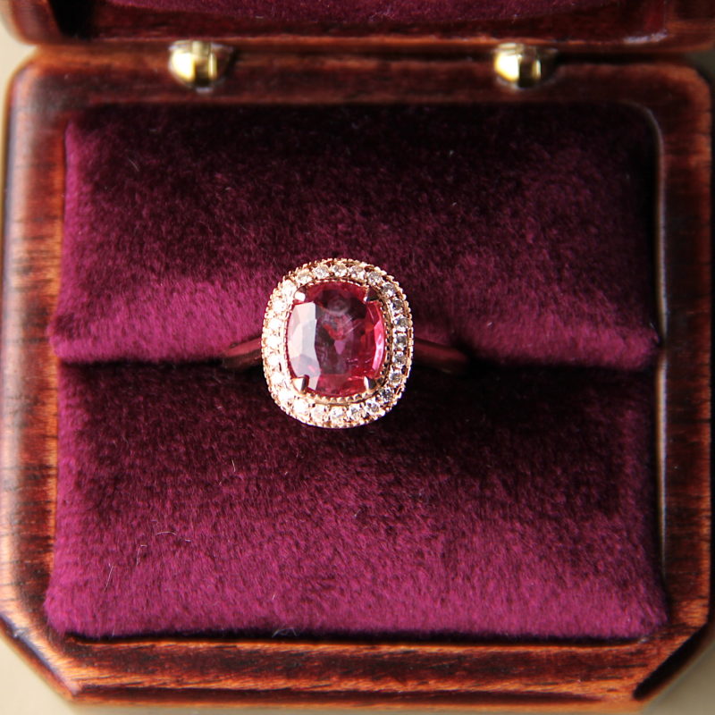 Rose Gold Natural Unheated Pink Sapphire Engagement Ring
