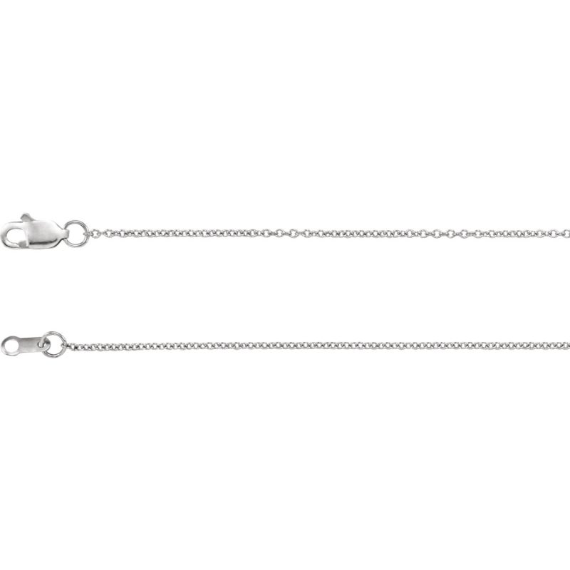 14K White Gold 1mm Cable Chain