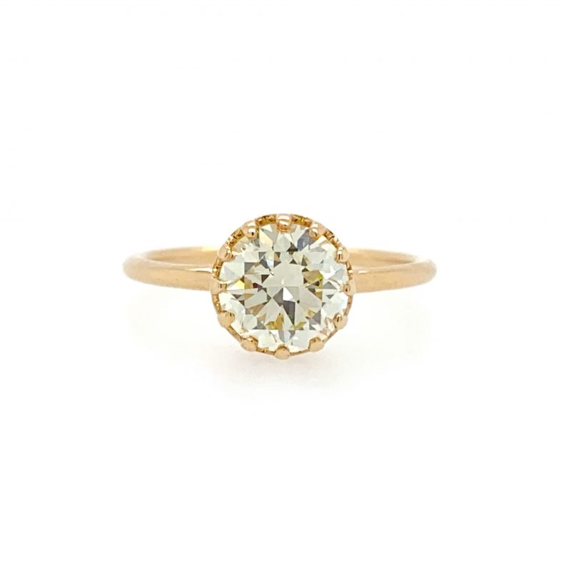14k Yellow Gold Diamond Crown Ring