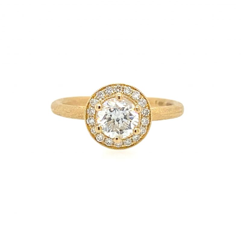 14k Yellow Gold Halo Diamond Ring